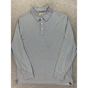 Faherty Blue and White Striped Polo Shirt